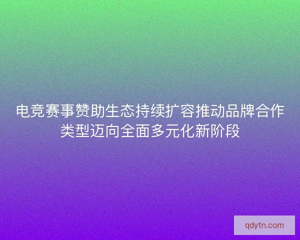 电竞赛事赞助生态持续扩容推动品牌合作类型迈向全面多元化新阶段